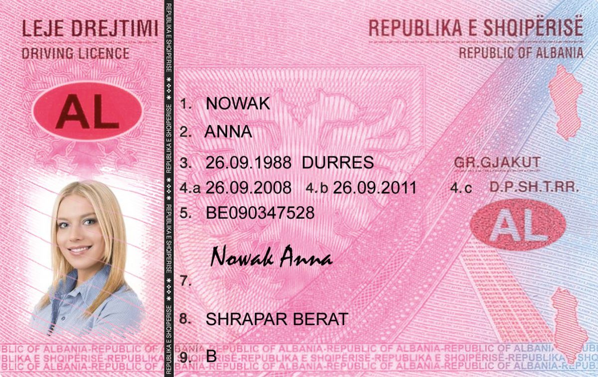 Albania Fake Driving License