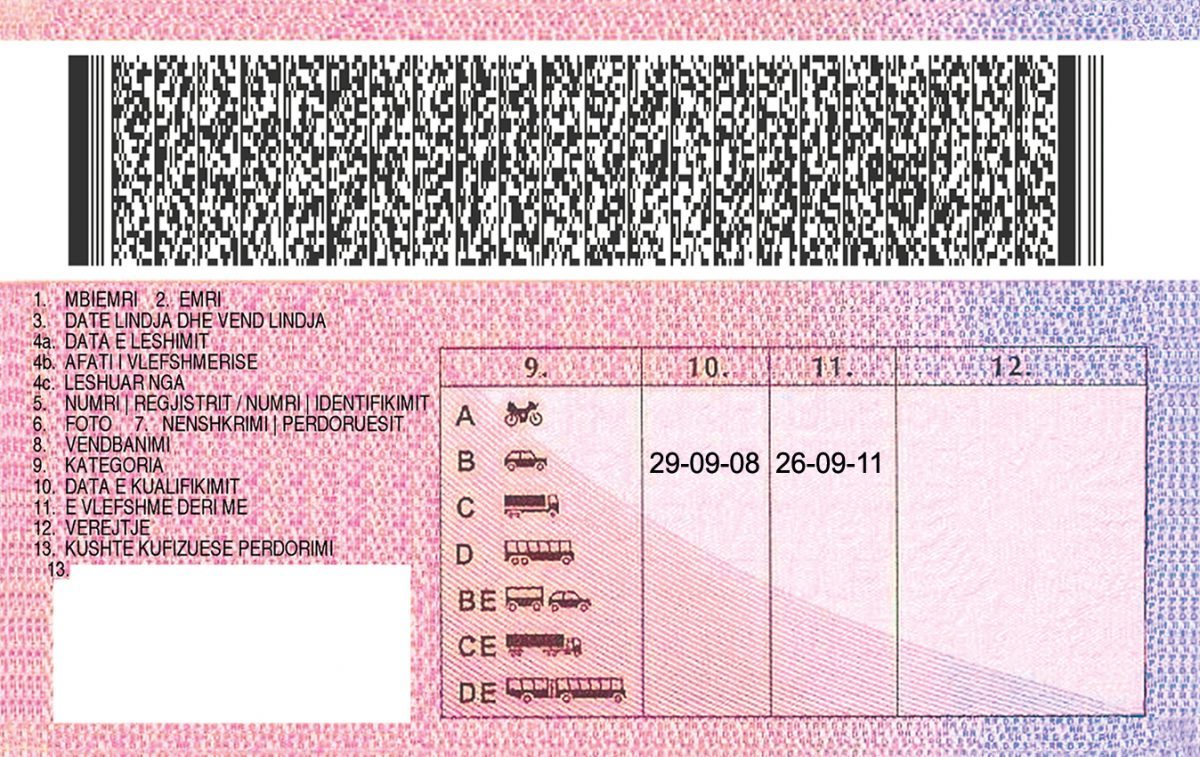 Albania Fake Driving License