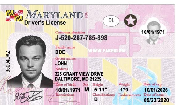 Maryland Fake Driver License